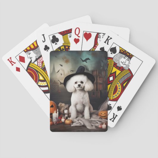 Jeu De Cartes Bichon Frise Citrouilles Halloween effrayant (dos)