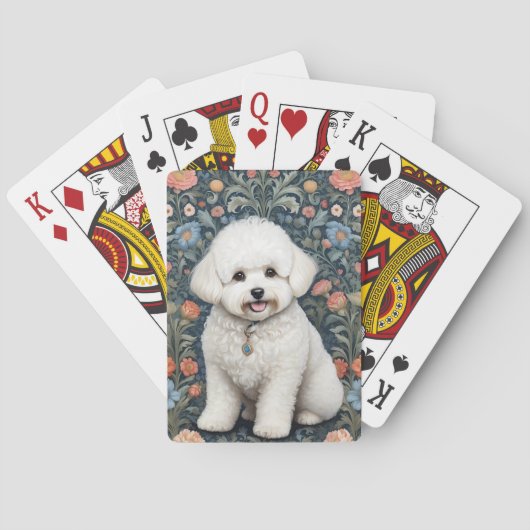 Jeu De Cartes Bichon Frisé William Morris Inspiré Floral (dos)