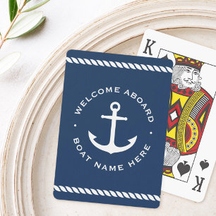 Jeu De Cartes Bienvenue à bord nom du bateau ancre corde bleu fo