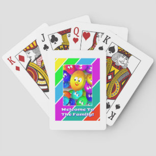 Jeu De Cartes Bienvenue Dans La Famille Avec Des Ballons Jouant 