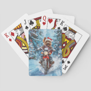Jeu De Cartes Biewer Terrier Chien Conduisant une Moto Noël