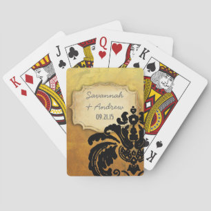 Jeu De Cartes Bijou romantique vintage or rose damas noir