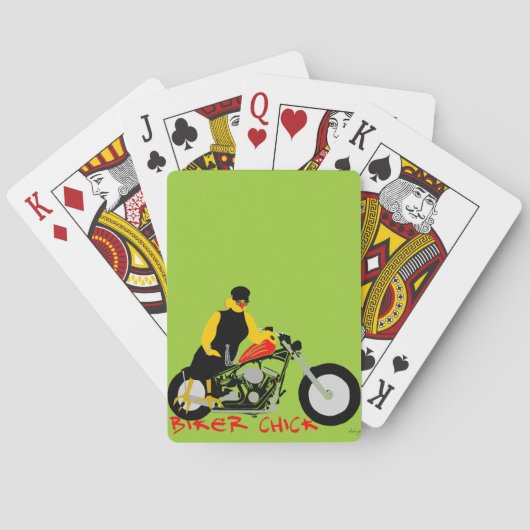 Jeu De Cartes BIKER CHICK assise sur sa moto (dos)