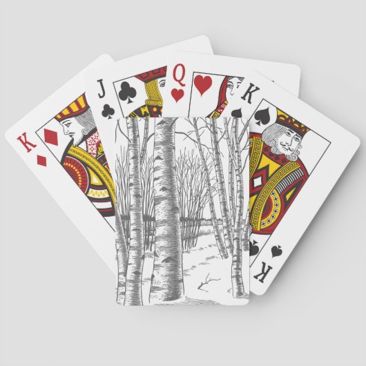 Jeu De Cartes Birch Trees en Noël d'hiver Noël Noël Noël (dos)