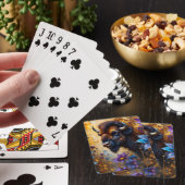 Jeu De Cartes Bison américain dans un portrait de fleur texturée (In Situ)