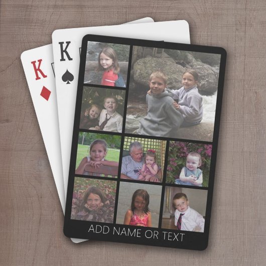 Jeu De Cartes Black 9 Photo Square Collage simple white text