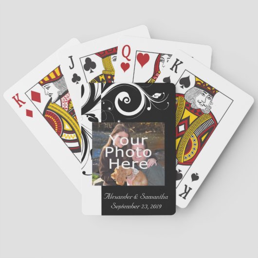 Jeu De Cartes Black and White Swirl avec photo couleur (dos)