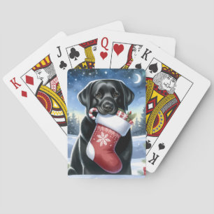 Jeu De Cartes Black Lab Joyeux Noël - Chien mignon de chiot Labr