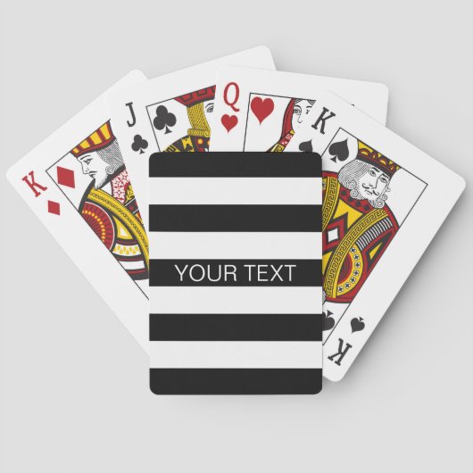 Jeu De Cartes Black White Horizontal Preppy Stripe Nom monogram (dos)