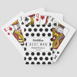 Jeu De Cartes Black White Soccer Personnalisé Best Man Mariage