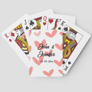 Jeu De Cartes blanc simple style de texte mariage rouge coeur