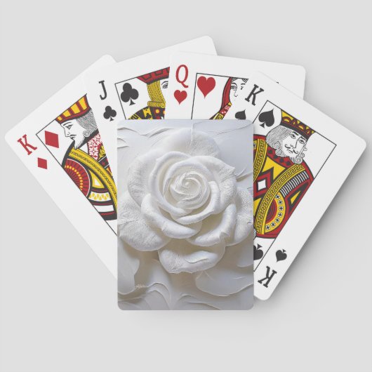 Jeu De Cartes Blanc sur Blanc - Rose Sculptée (dos)
