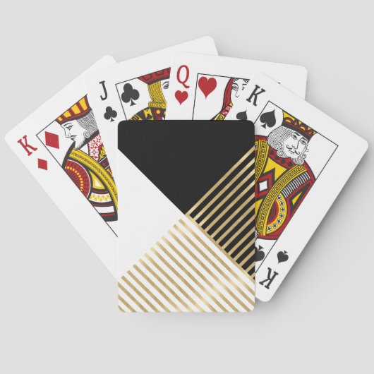 Jeu De Cartes Blancs d'or géométrique noir moderne (dos)