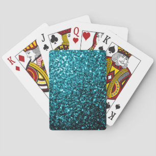 Jeu De Cartes Bleu aqua brillant faux paillettes scintille