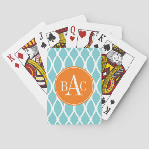 Jeu De Cartes Bleu côtier Monogramme Barcelone Imprimer