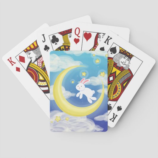 Jeu De Cartes Bleu de lapin de lune (dos)