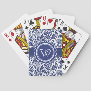 Jeu De Cartes Bleu élégant et blanc William Morris Floral
