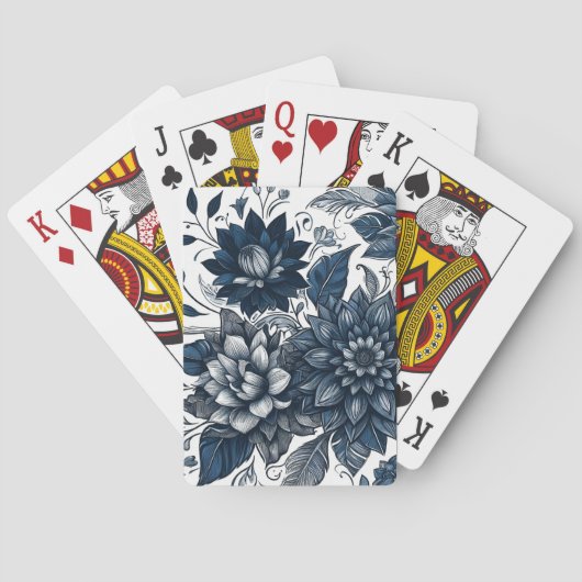 Jeu De Cartes Bleu et blanc imprimé floral bohème (dos)