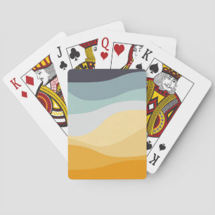 Jeu De Cartes Bleu et jaune rétro style océan ondulé