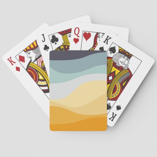 Jeu De Cartes Bleu et jaune rétro style océan ondulé (dos)