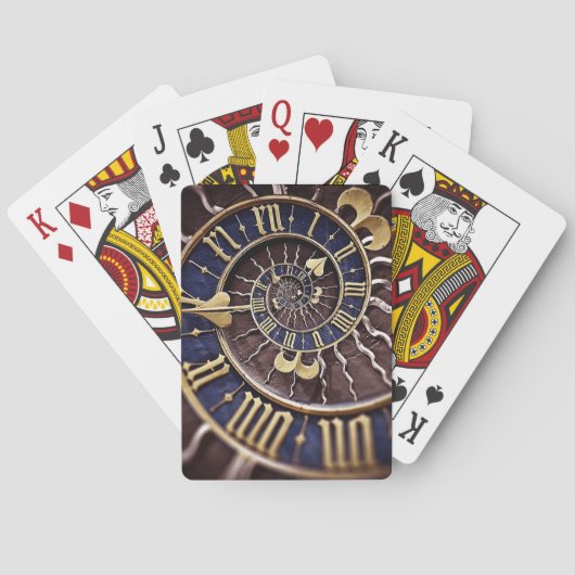 Jeu De Cartes Bleu et visage d'horloge d'or (dos)