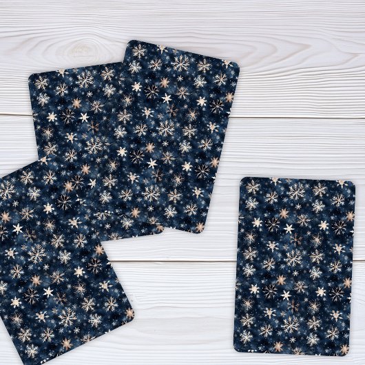 Jeu De Cartes Bleu foncé simple avec flocons de neige