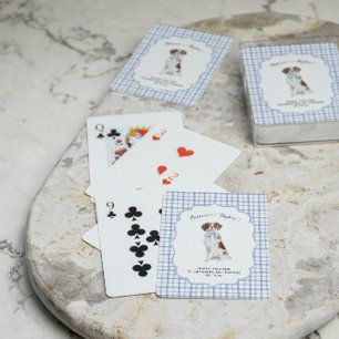 Jeu De Cartes Bleu Gingham Illustration de mariage de chien ép