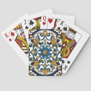 Jeu De Cartes Bleu Jaune Blanc Noir Azuleju Espagnol Marocain