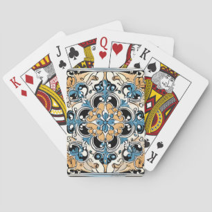 Jeu De Cartes Bleu Jaune Blanc Noir Azuleju Espagnol Marocain