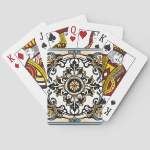 Jeu De Cartes Bleu Jaune Blanc Noir Azuleju Espagnol Marocain