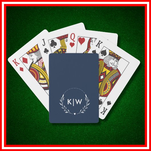 Jeu De Cartes Bleu marine et blanc | Monogramme initiales modern