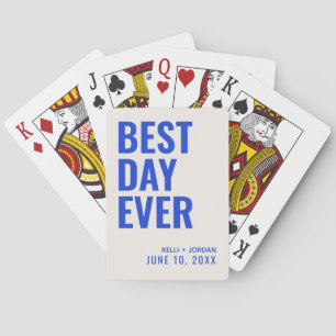 Jeu De Cartes Bleu Meilleur Jour Jamais Mariage Jouer Cartes