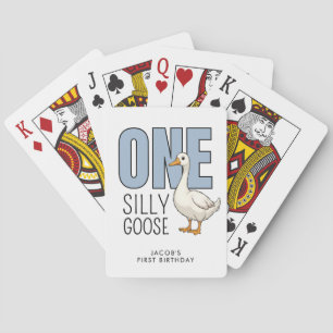 Jeu De Cartes Bleu Moderne Personnalisé Une Oie Idiote Premier A