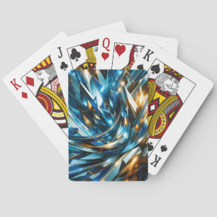 Jeu De Cartes Bleu Or Abstrait Métallique Géométrique Futuriste