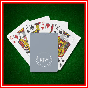 Jeu De Cartes Bleu Poussiéreux et Blanc Monogramme Initiales M