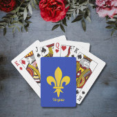 Jeu de cartes bleu roi avec Fleur de Lys Or