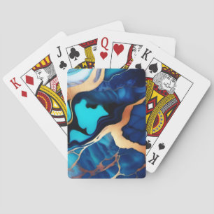 Jeu De Cartes Bleu tendance en or faux marbre