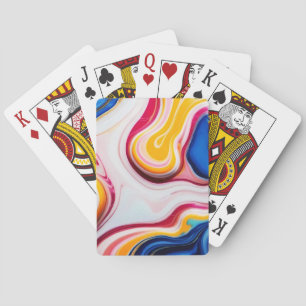 Jeu De Cartes Bleu tendance rose jaune faux marbre blanc
