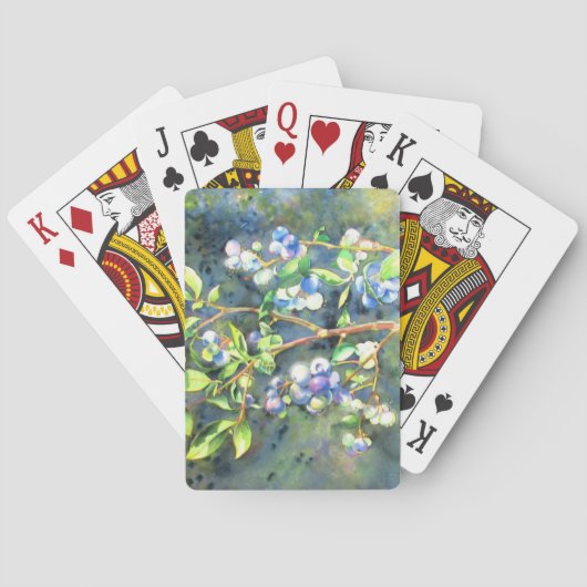 Jeu De Cartes Bleuets, fruit romantique Peinture d'aquarelle (dos)