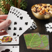 Jeu De Cartes Block Print Palm on Wicker Background (In Situ)