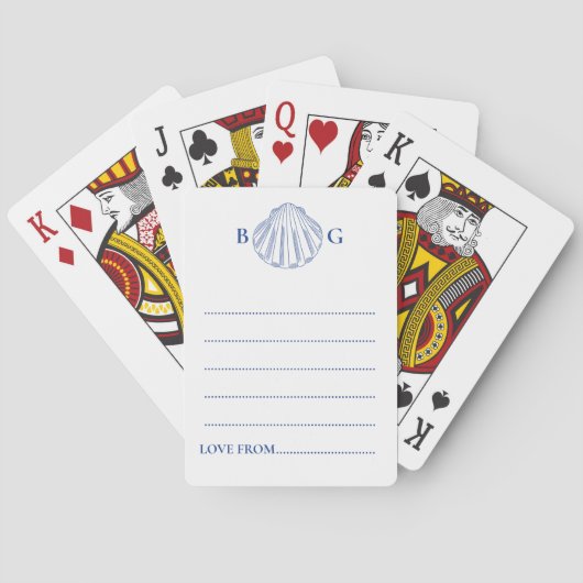 Jeu De Cartes Blue Clam Seashells Coastal Wedding Guest Book (dos)