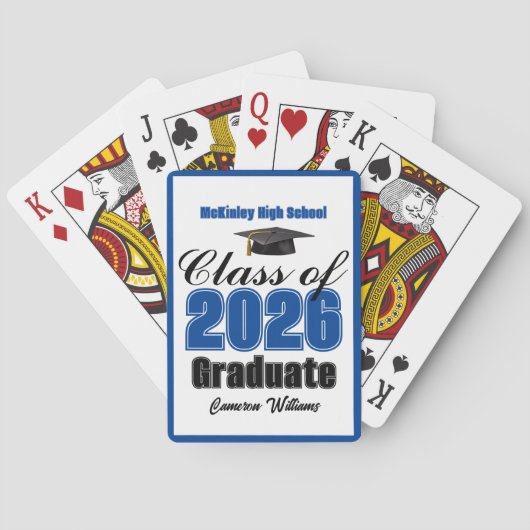 Jeu De Cartes Blue Class of 2026 Custom Graduation Party (dos)