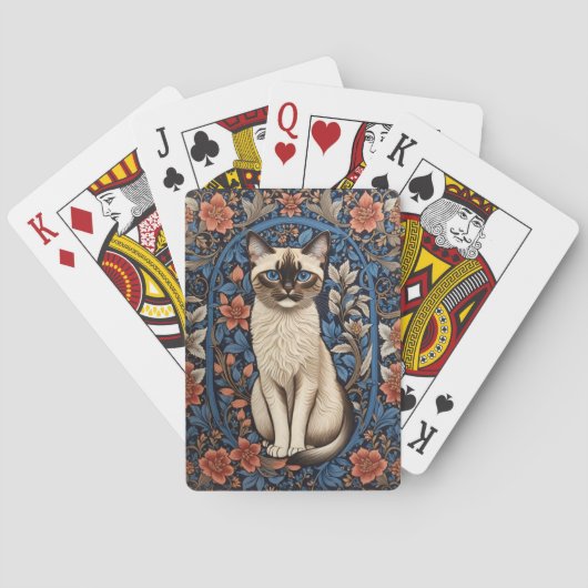 Jeu De Cartes Blue Eyed Siamese Chat William Morris Inspiré (dos)