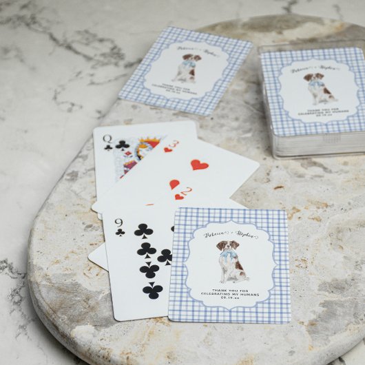 Jeu De Cartes Blue Gingham | Spaniel Dog Illustration Wedding