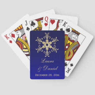Jeu De Cartes Blue Gold Parties scintillant Snowflakes Mariage J