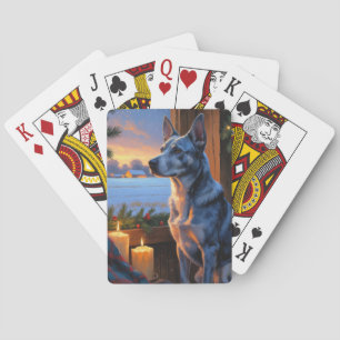 Jeu De Cartes Blue Heeler avec lumières de Noël vacances