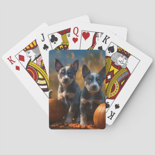 Jeu De Cartes Blue Heeler Chiot Automne Citrouille de plaisir (dos)