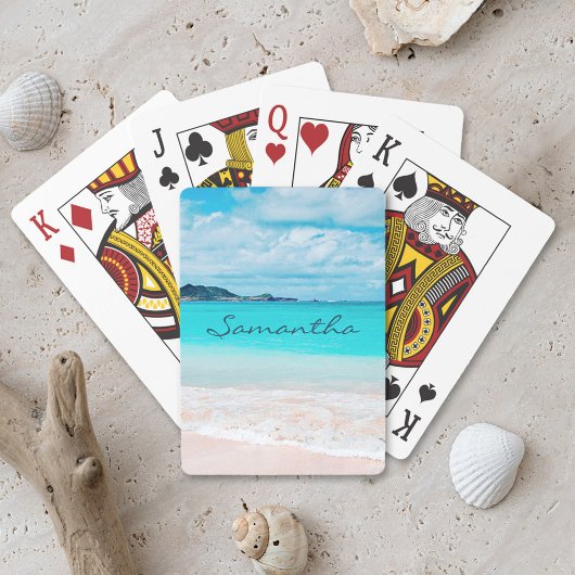 Jeu De Cartes Blue Ocean Hawaii Tropical Sandy Beach Nom photo