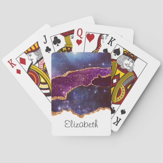 Jeu De Cartes Blue & Purple Space & Stars Agate moderne (dos)