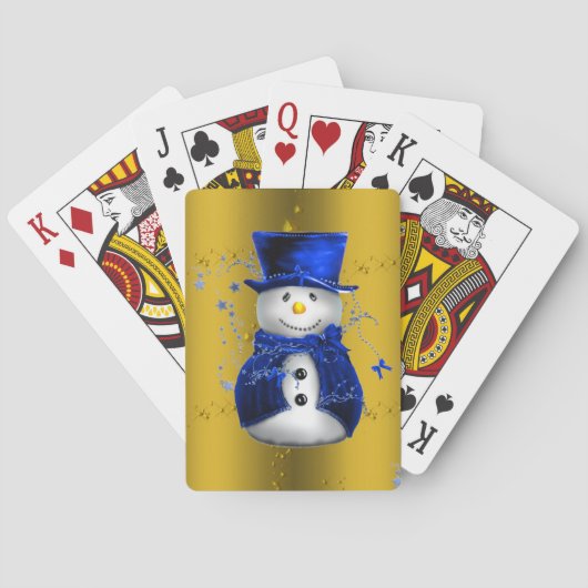 Jeu De Cartes Blue Snowman sur Gold Christmas (dos)